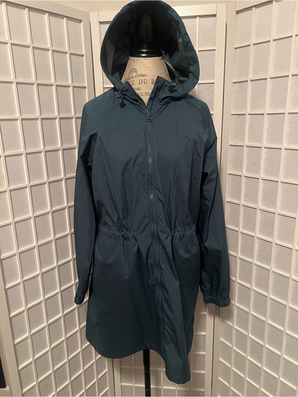 Joe Fresh Dark Teal Hooded Trench Coat